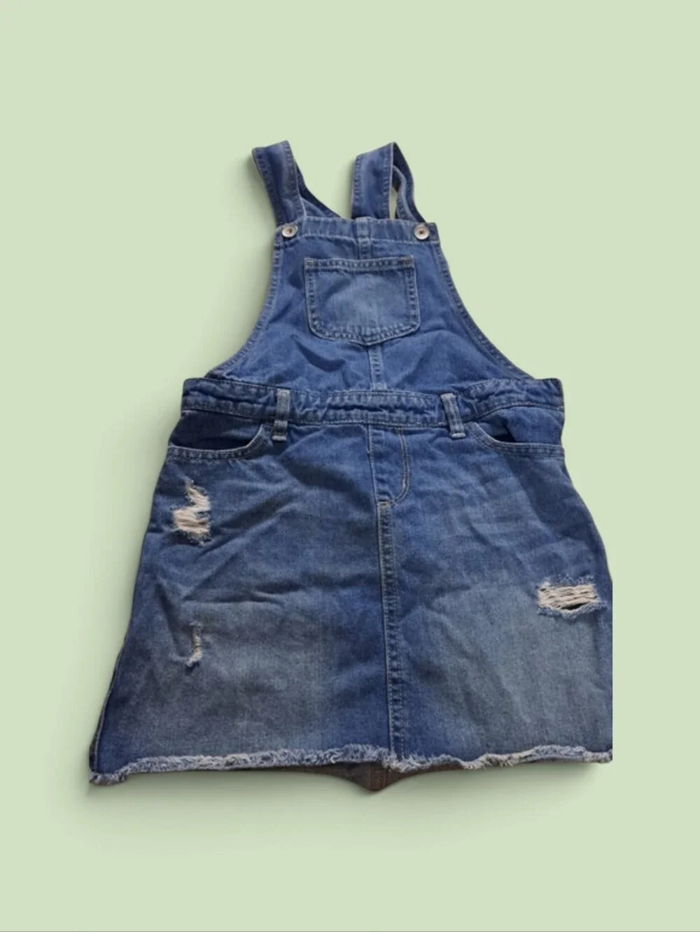 The Children's Place Blue Denim Dress Pockets Kids Overalls Size 8